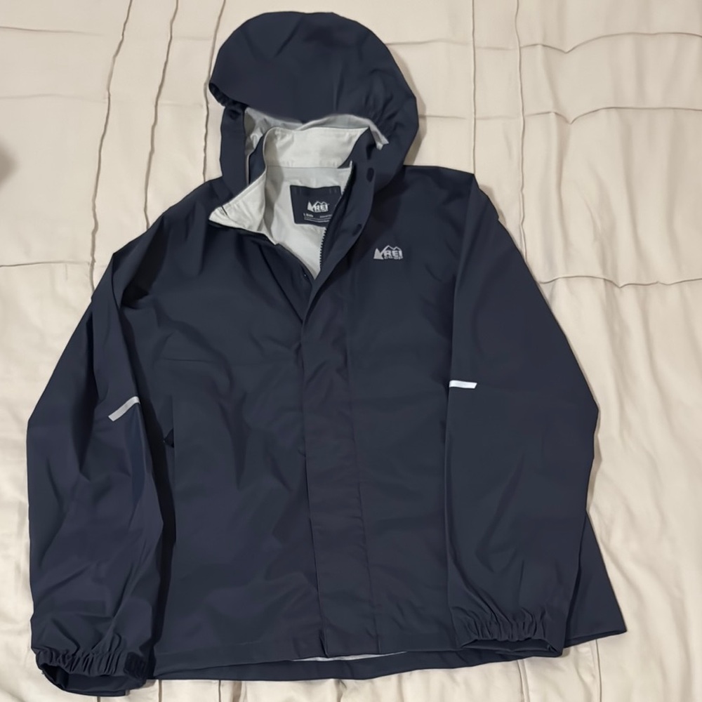 REI kids L Navy Hooded Jacket